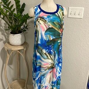 Soft Surroundings maxi dress watercolor blue medium